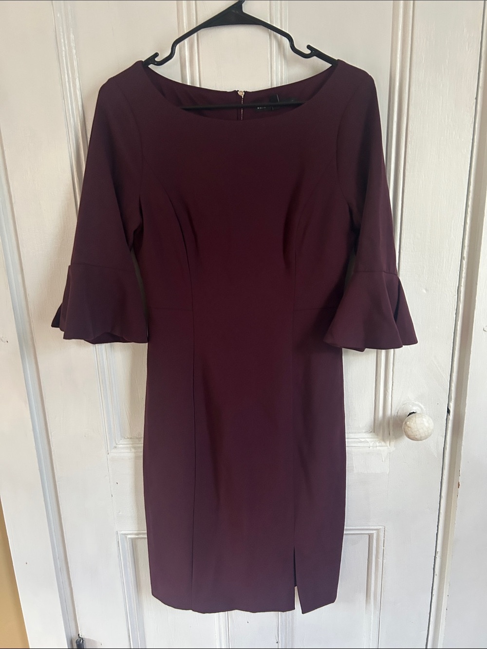 White House Black Market Burgundy Bell-Sleeve Midi Dress